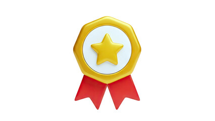 Golden Star Award Medal with Red Ribbons