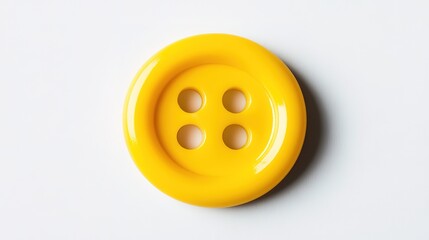 Fototapeta premium Bright yellow button on white background