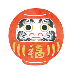 縁起の良い赤いだるまのイラスト｜開運・正月・日本文化素材