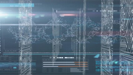 Animation of data processing over dna strand spinning - Powered by Adobe