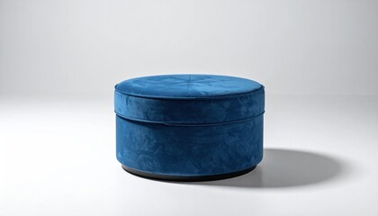 Elegant Blue Velvet Ottoman - Stylish Seating and Decor Accent.