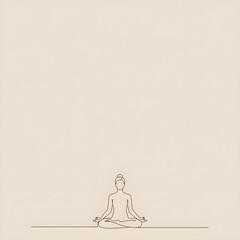 A picture of a person sitting on a beige background and meditating베이지 배경 위 앉아서 명상하는 사람 그림