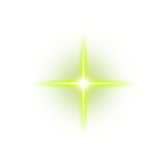 Obraz premium Glowing green star symbol isolated on transparent background