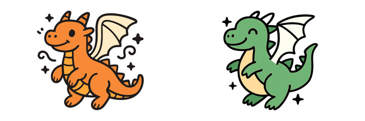 Cute dragon duo playing together in a magical fantasy world