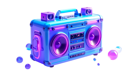 Futuristic boombox design with glowing neon accents
