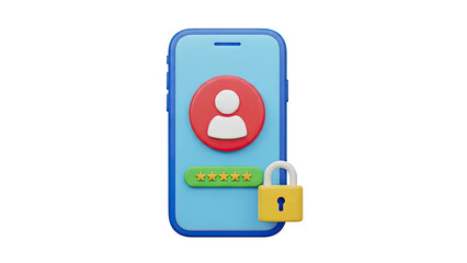 Smartphone with User Profile, Stars, and Padlock