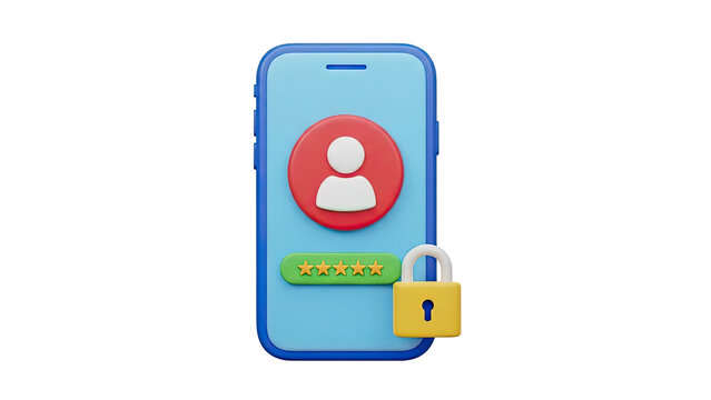 Smartphone with User Profile, Stars, and Padlock - Powered by Adobe