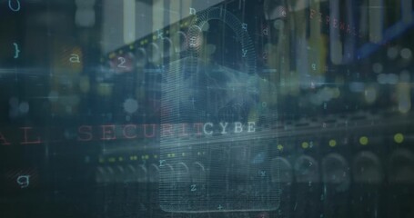 Animation of data processing and statistics over cityscape - Powered by Adobe