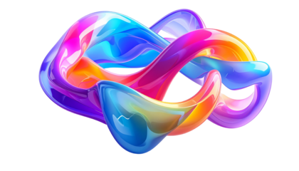 A glossy, abstract sculpture of interweaving, colorful shapes