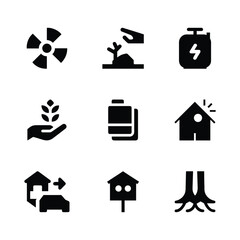 Set of Environment and Sustainability Icons. Containing Green Energy, Recycling, Climate and Eco Living Icons
