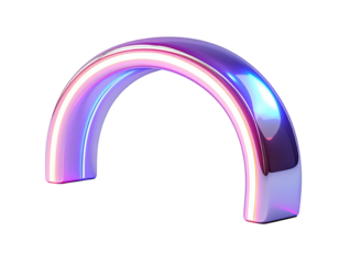 Abstract, iridescent arc with a luminous core against a black backdrop