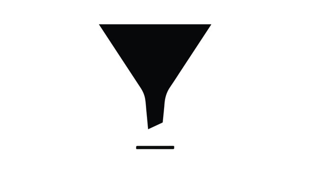 Black funnel icon on white background for business marketing sales conversion concept
