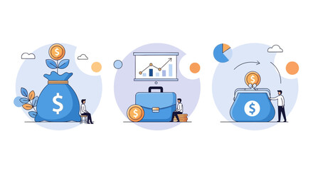 Fototapeta premium Diverse business team collaborating on a project, abstract geometric vector illustration.