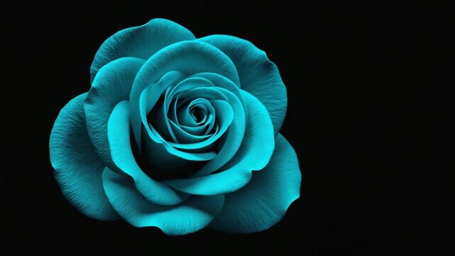 A flower rendered entirely in monochromatic shades of cyanflower rotating slowly static camera 