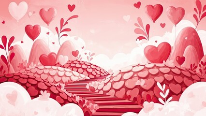 Whimsical heart filled staircase to love and dreams