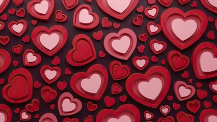 Vibrant red and pink hearts on dark background for Valentine's Day