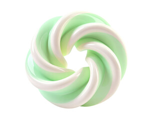 Swirled mint and white confection shaped like a star in a circle