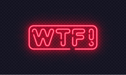 Red neon WTF sign with expressive lettering, designed for reactions, emotions, and viral content. Strong glow adds shock effect instantly.