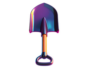 Shiny rendered shovel against a black background