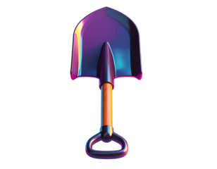 Shiny rendered shovel against a black background