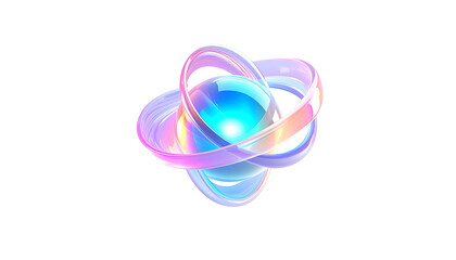 Rendered orb with iridescent rings on black background
