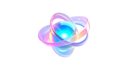 Rendered orb with iridescent rings on black background
