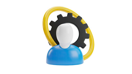 3D Icon: Person with Gear and Ring