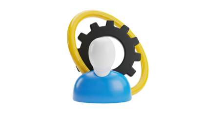 3D Icon: Person with Gear and Ring