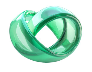 Intertwined, glossy, jade-green loops forming a stylized infinity symbol