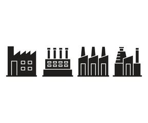factory building icons set vector