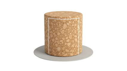Cylindrical Cork Material with White Border on a Gray Disc