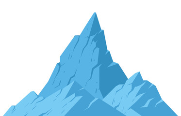 Fototapeta premium Blue ice mountain illustration featuring sharp icy peaks and frozen glacier textures. Clean flat vector design isolated on white background, perfect for winter themes, cold climate concepts, and natur