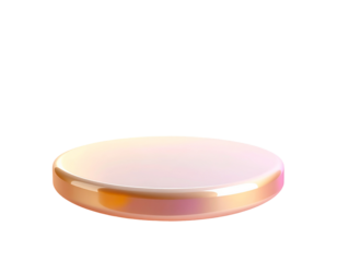 Illuminated platform, golden edges, flat disc, on a solid black background