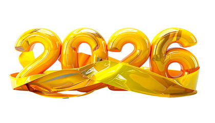 Gold "2026" text wrapped in a golden ribbon on a black background