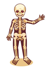 Illustration of a human skeleton waving and smiling.