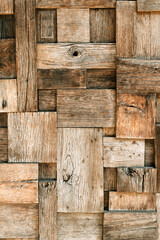 Rustic Reclaimed Wood Block Wall Texture Background