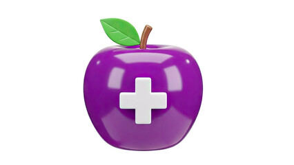 Purple Apple with White Plus Symbol