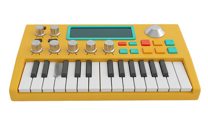 Fototapeta premium Yellow Synthesizer with Knobs and Buttons