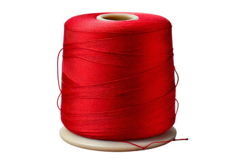Spool of red thread isolated on transparent or white background