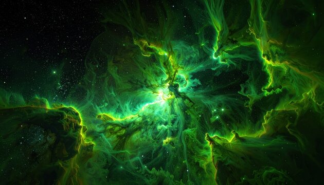 Emerald Nebula - A Stunning Display of Cosmic Green Radiance.