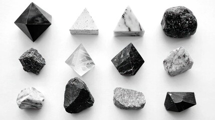 Collection of various shaped and textured stones.