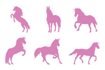 Pink Unicorn Silhouette Vector Collection