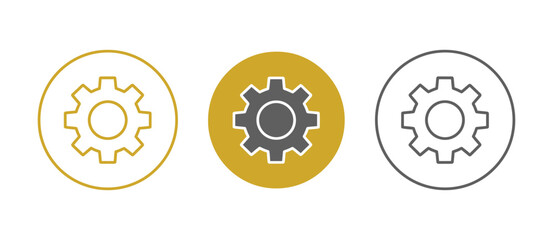Gear setting vector icon set. Isolated gears mechanism and cog wheel on transparent background.