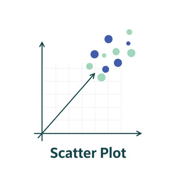 Scatter Plot Graph with Blue and Green Data Points in Modern Minimalist Style with Simple Grid Background for Data Analysis
