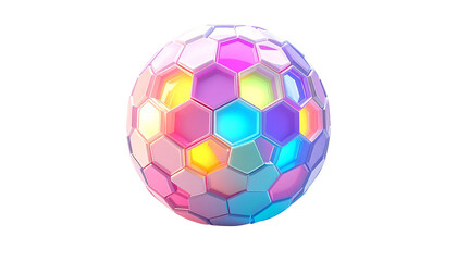 Colorful, geometric sphere with a glossy, crystalline surface