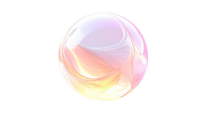Iridescent sphere floating, with flowing, colorful internal patterns