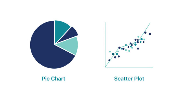 Data Visualization Charts in Blue Shades with White Background in Modern Infographic Style for Business Analytics