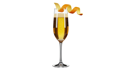 Champagne Flute with Orange Peel Garnish and Bubbles