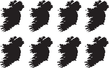 Map Silhouettes of Ireland in a Grid Pattern illustration
