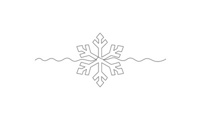 Snowflake continuous line art winter symbol illustration